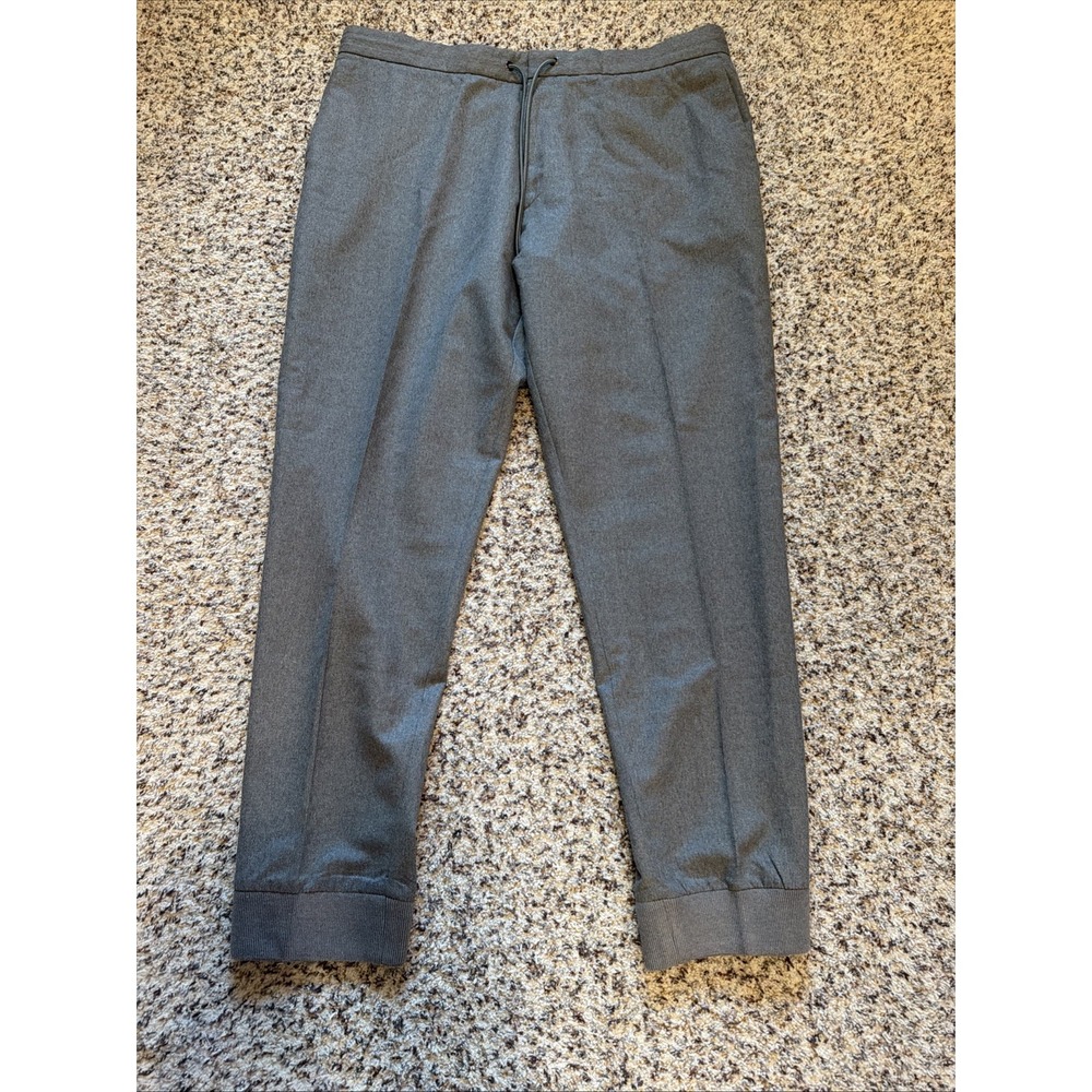BOSS Hugo Boss New Men's Drawstring Wool Joggers Large Sz 38R Gray Pockets